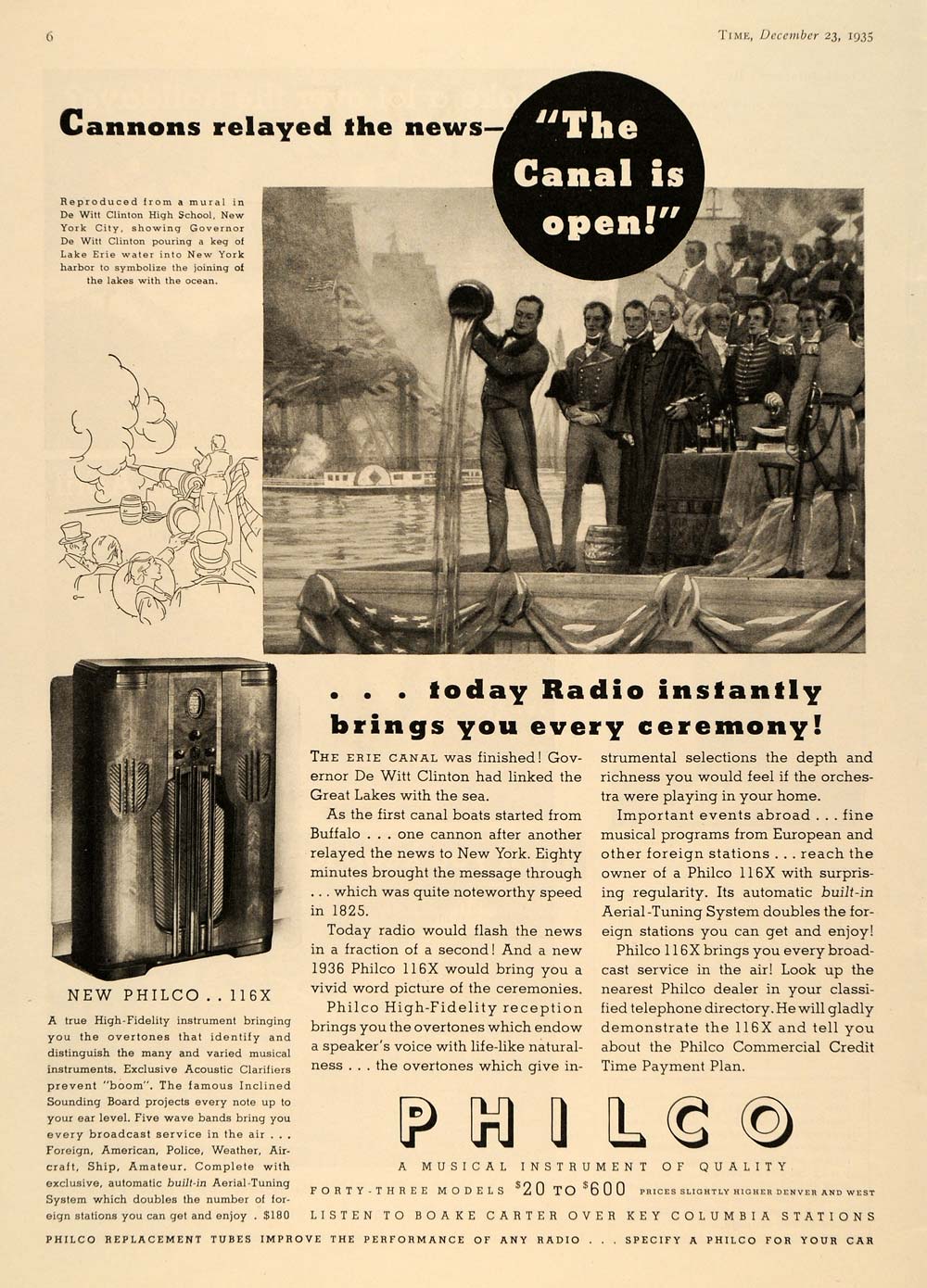 1935 Ad Philco 116X High-Fidelity Tube Radios Tuning - ORIGINAL ADVERTISING TM4