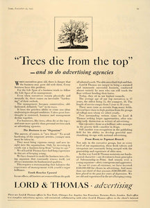 1935 Ad Lord Thomas Advertising Agency Tree Branches - ORIGINAL ADVERTISING TM4