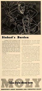 1935 Ad Climax Molybdenum Iron Alloy Sinbad Old Man Sea - ORIGINAL TM4