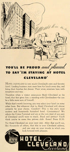 1935 Ad Hotel Cleveland Ohio Businessmen Building Rates - ORIGINAL TM4