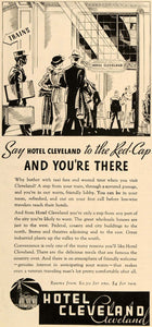1935 Ad Hotel Cleveland Ohio Service Travelers Rates - ORIGINAL ADVERTISING TM4