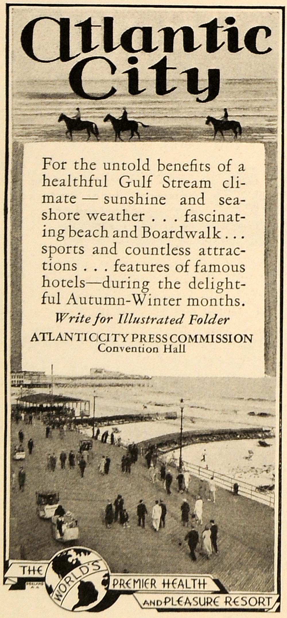 1935 Ad Atlantic City Gulf Traveling Boardwalk Beach - ORIGINAL ADVERTISING TM4