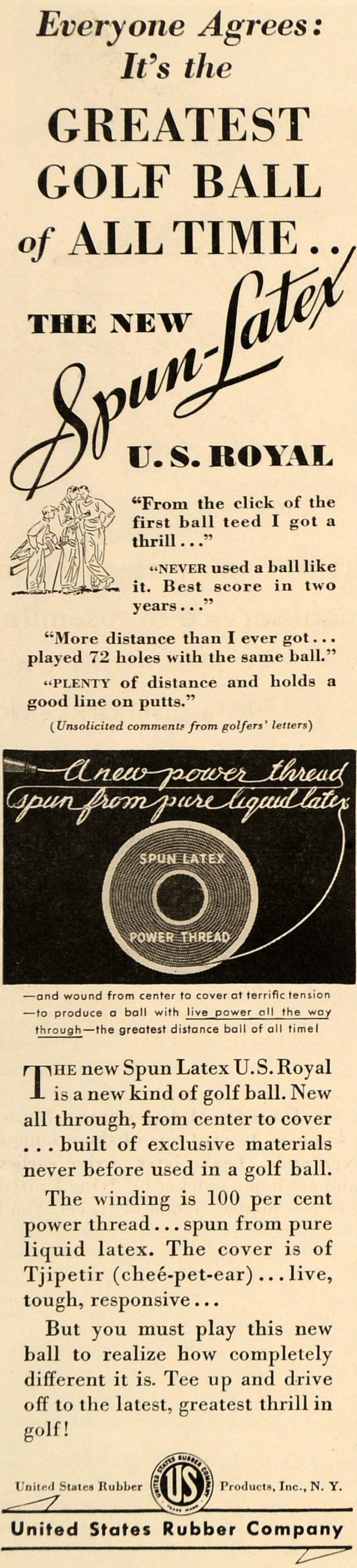 1935 Ad United States Rubber Spun-Latex Royal Golf Ball - ORIGINAL TM4
