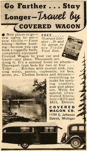 1935 Ad Covered Wagon Co. Summer Home on Wheels Car - ORIGINAL ADVERTISING TM5
