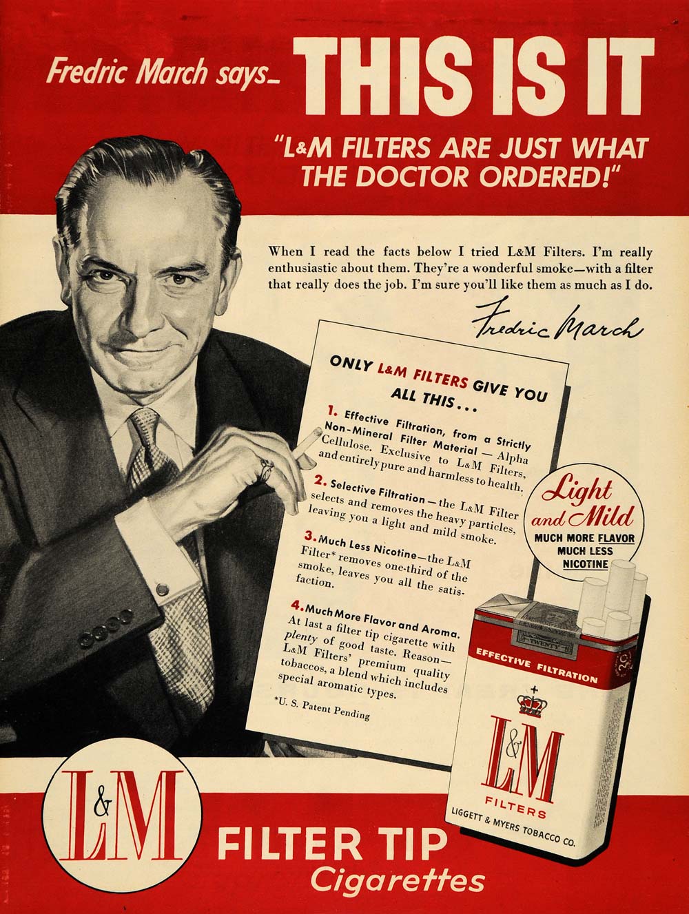 advertisement of cigarettes 1956 Ad Liggett & Myers Tobacco Co. L & M Cigarettes
