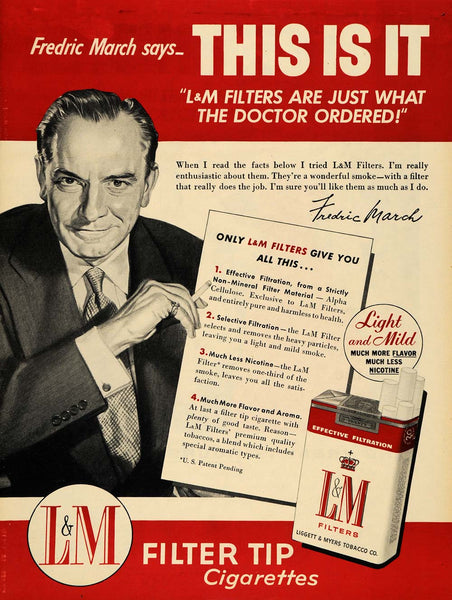 1956 Ad Liggett & Myers Tobacco Co. L & M Cigarettes