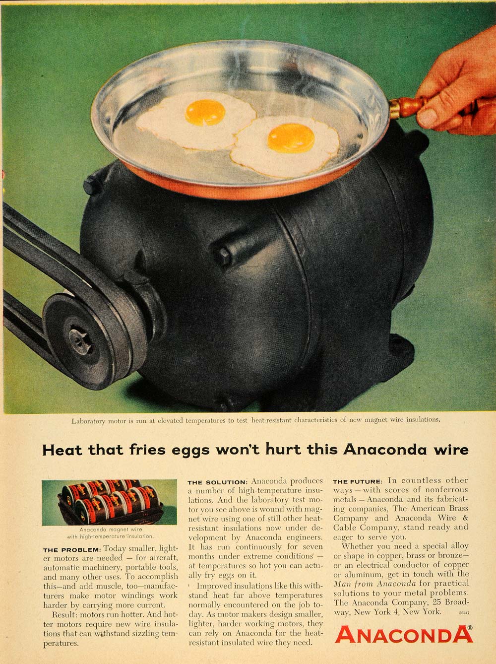 1956 Ad Anaconda Co. Magnet Wire Insulation Fried Eggs - ORIGINAL TM5