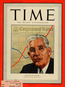 1950 Cover Time Boris Chaliapin Art Douglas IL Senator - ORIGINAL TM5
