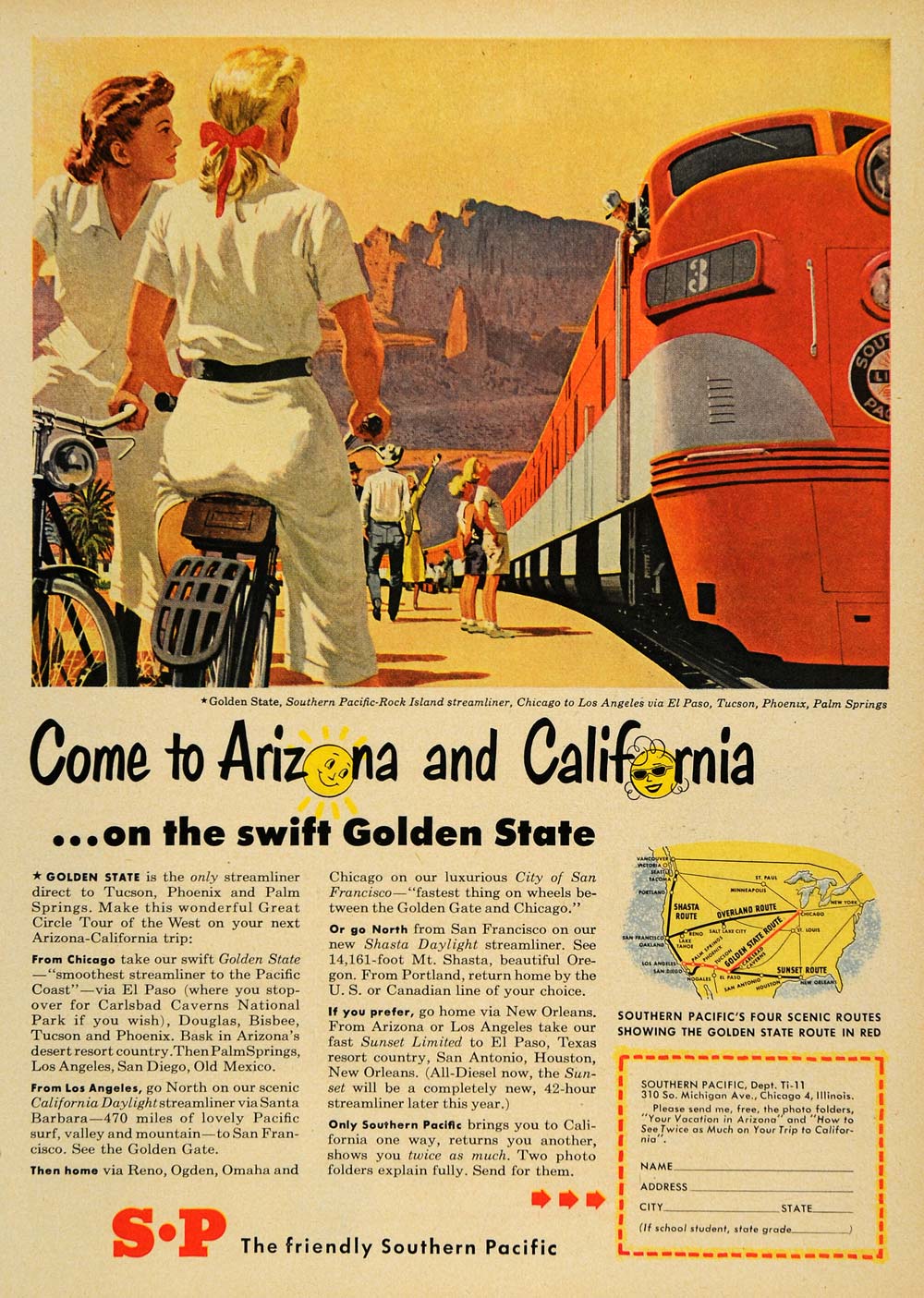 1950 Ad Southern Pacific Rock Island Train Railway - ORIGINAL ADVERTISING TM5