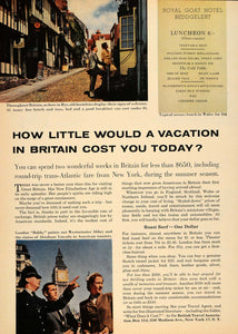 1955 Ad Britain Tourism Royal Goat Hotel Beddelert Menu - ORIGINAL TM5