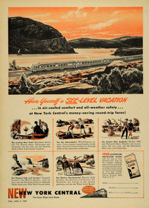 1950 Ad New York Central Railway Vacations Adirondacks - ORIGINAL TM5