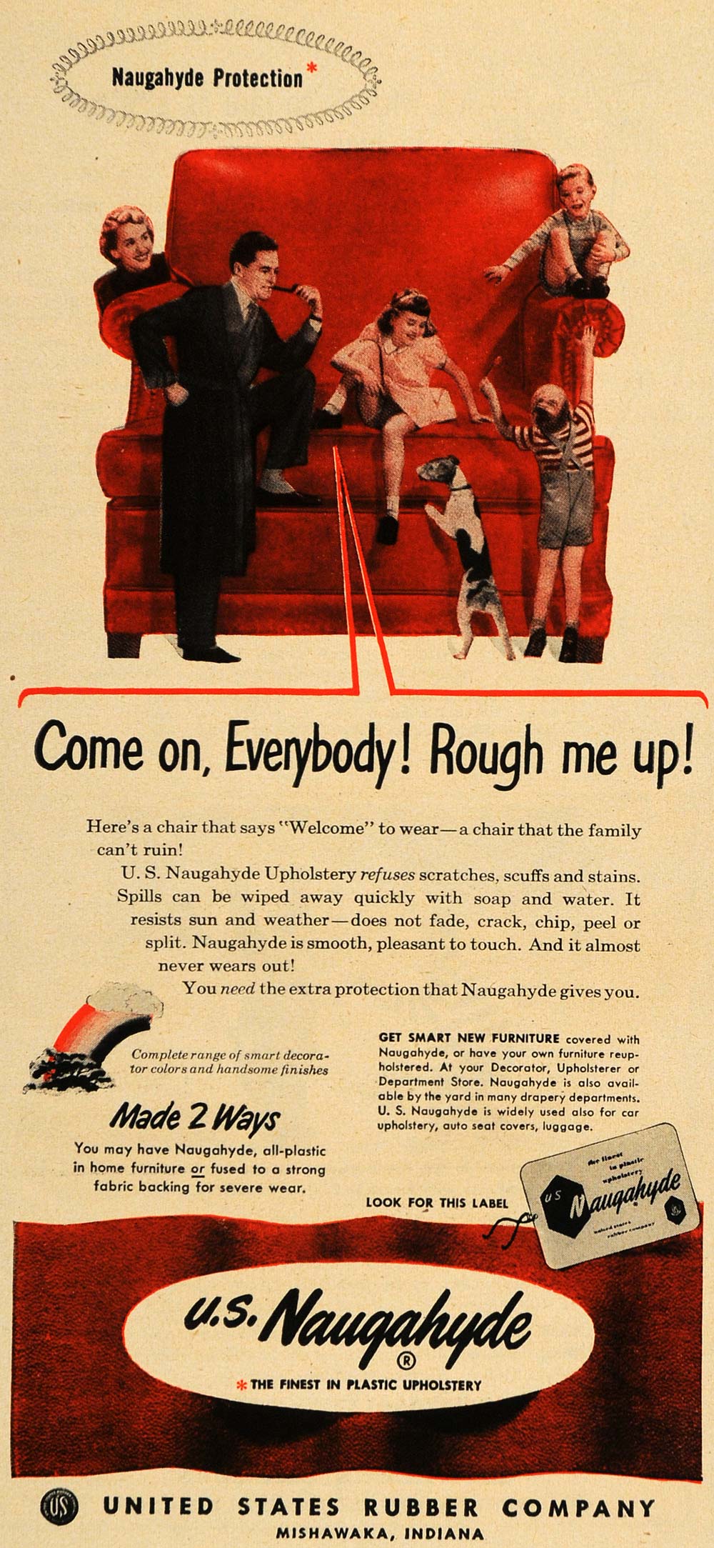 1950 Ad U.S. Naugahyde Furniture Upholstery Home Decor - ORIGINAL TM5