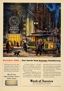 1955 Ad Bank America California Travelers Cheques Cable - ORIGINAL TM5