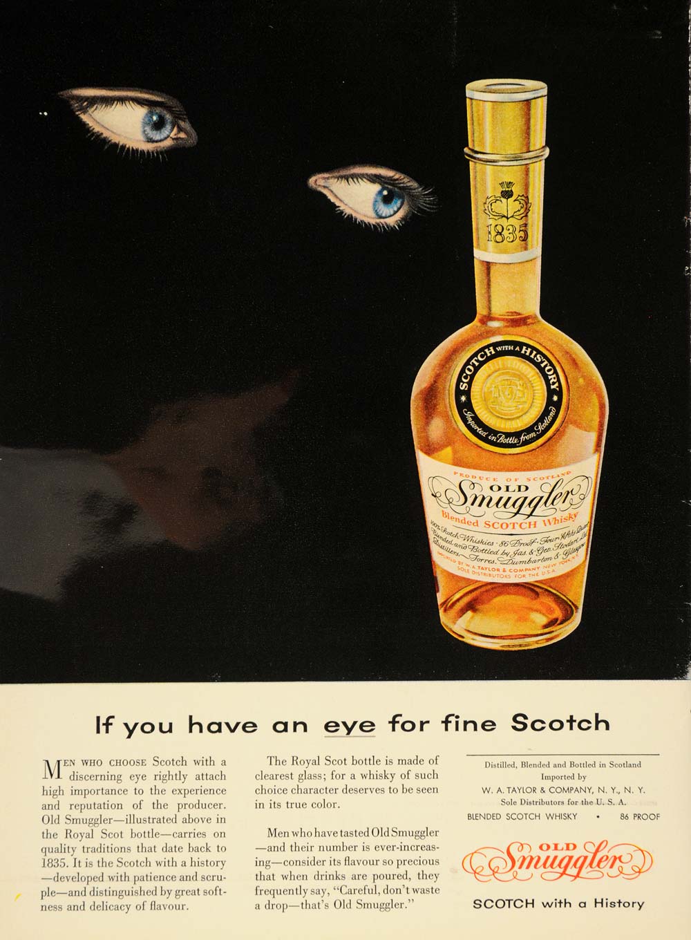 1955 Ad Old Smuggler Scotch Whisky Alcohol Beverage - ORIGINAL ADVERTISING TM5