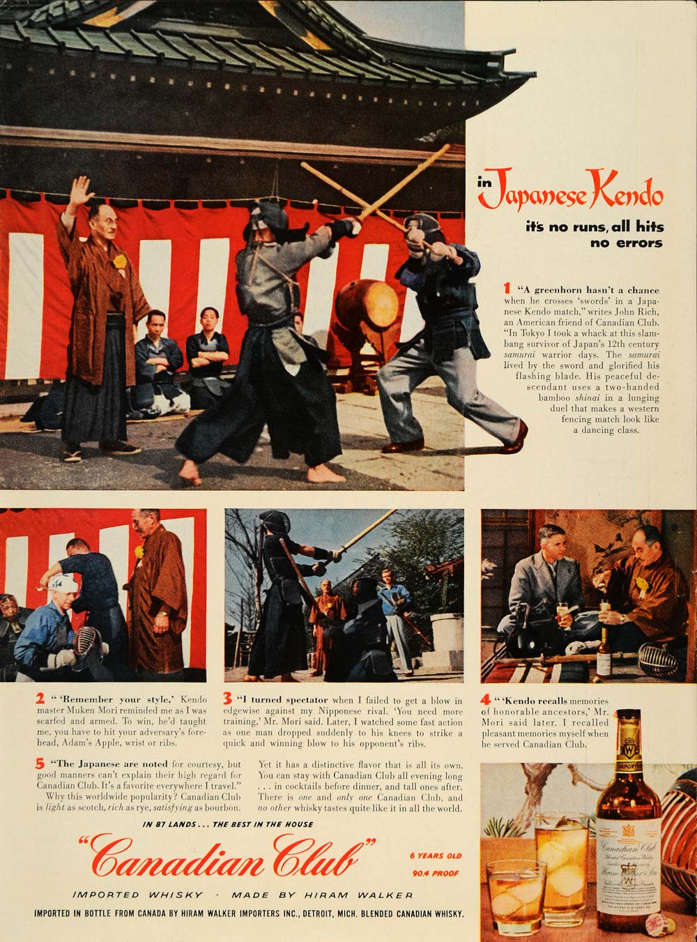1955 Ad Canadian Club Whisky Alcohol Japanese Kendo - ORIGINAL ADVERTISING TM5