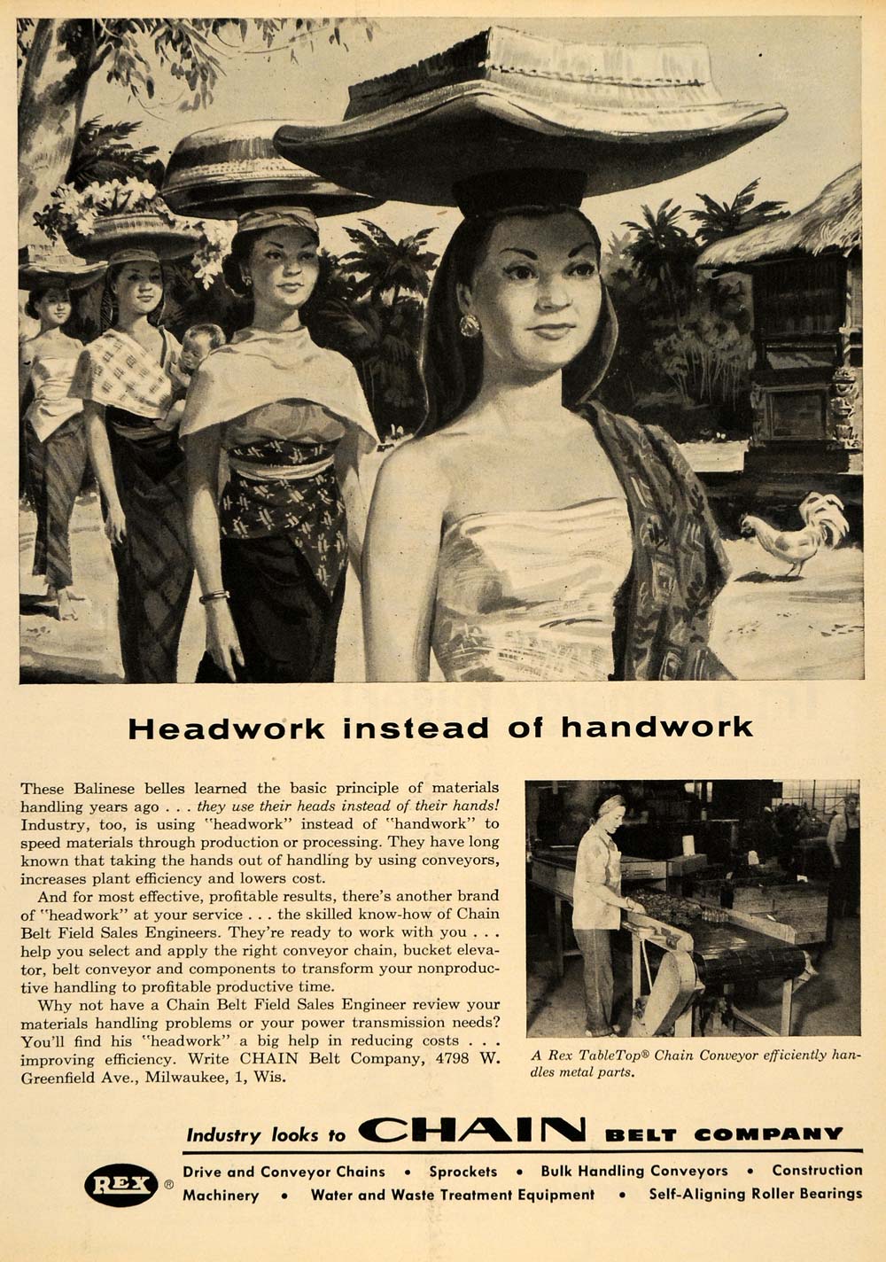 1955 Ad Chain Belt Handwork Balinese Milwaukee Metal - ORIGINAL ADVERTISING TM5