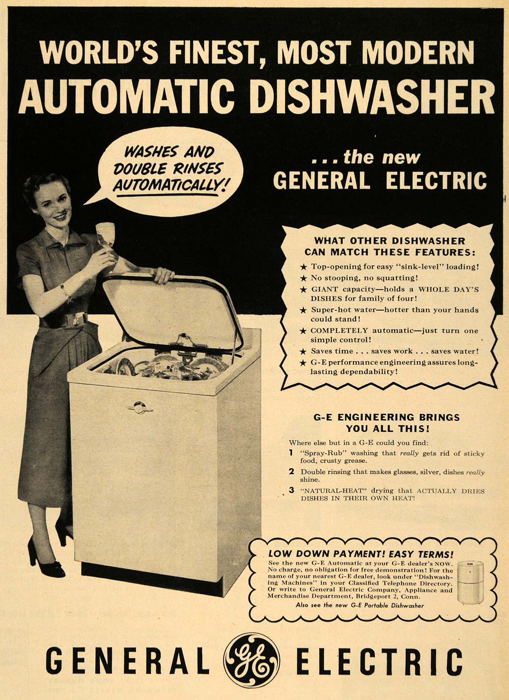 1950 Ad General Electric Dishwasher Appliance Dishes - ORIGINAL ADVERTISING TM5
