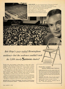1951 Ad Bob Hope Birmingham Alabama Samson Chair Stage - ORIGINAL TM5