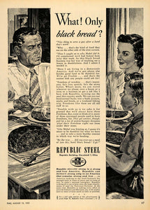 1951 Ad Republic Steel Black Bread Family Husband Metal - ORIGINAL TM5