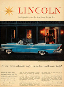 1957 Ad Lincoln Car Automobile Convertible Vera Maxwell - ORIGINAL TM5