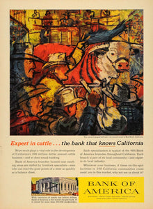 1957 Ad Bank America Cattle Red Bluff California Cows - ORIGINAL ADVERTISING TM5