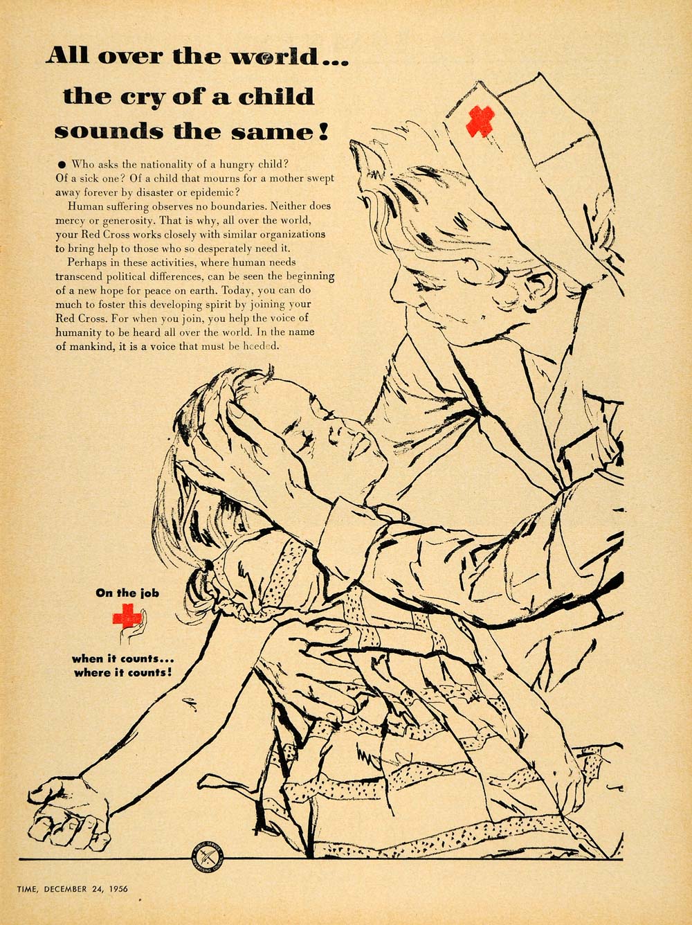1956 Ad Red Cross Blood Child Accident Medicine Health - ORIGINAL TM5