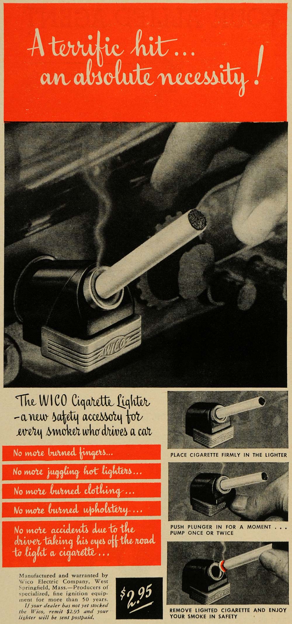 1951 Ad Cigarette Lighter Tobacco Wico Electric Smoke - ORIGINAL ADVERTISING TM5