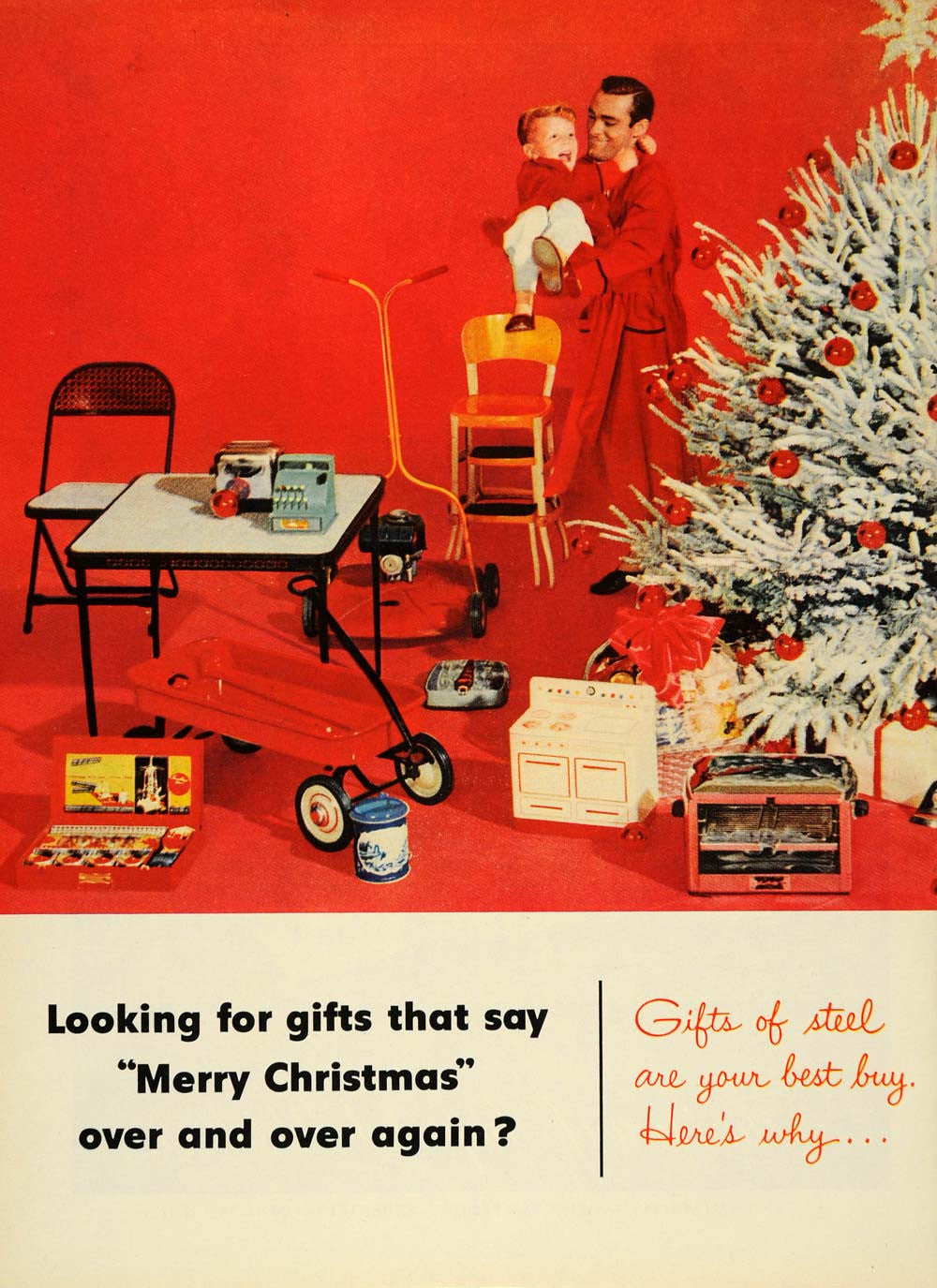 1955 Ad Merry Christmas Tree National Steel Bicycle - ORIGINAL ADVERTISING TM5