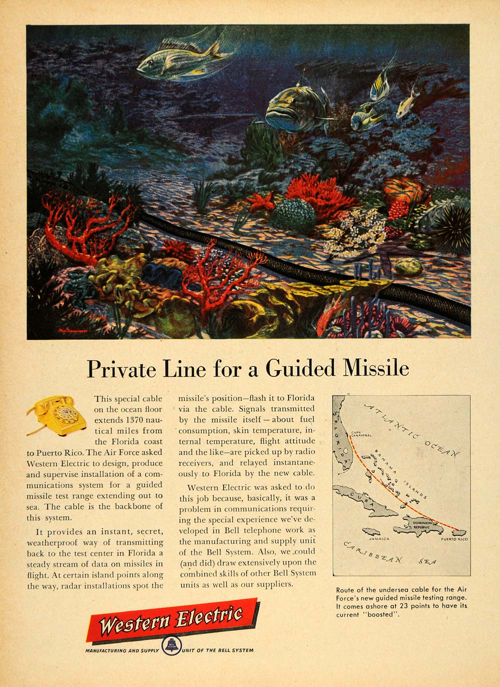 1956 Ad Western Electric Co Puerto Rico Animal Ocean - ORIGINAL ADVERTISING TM6