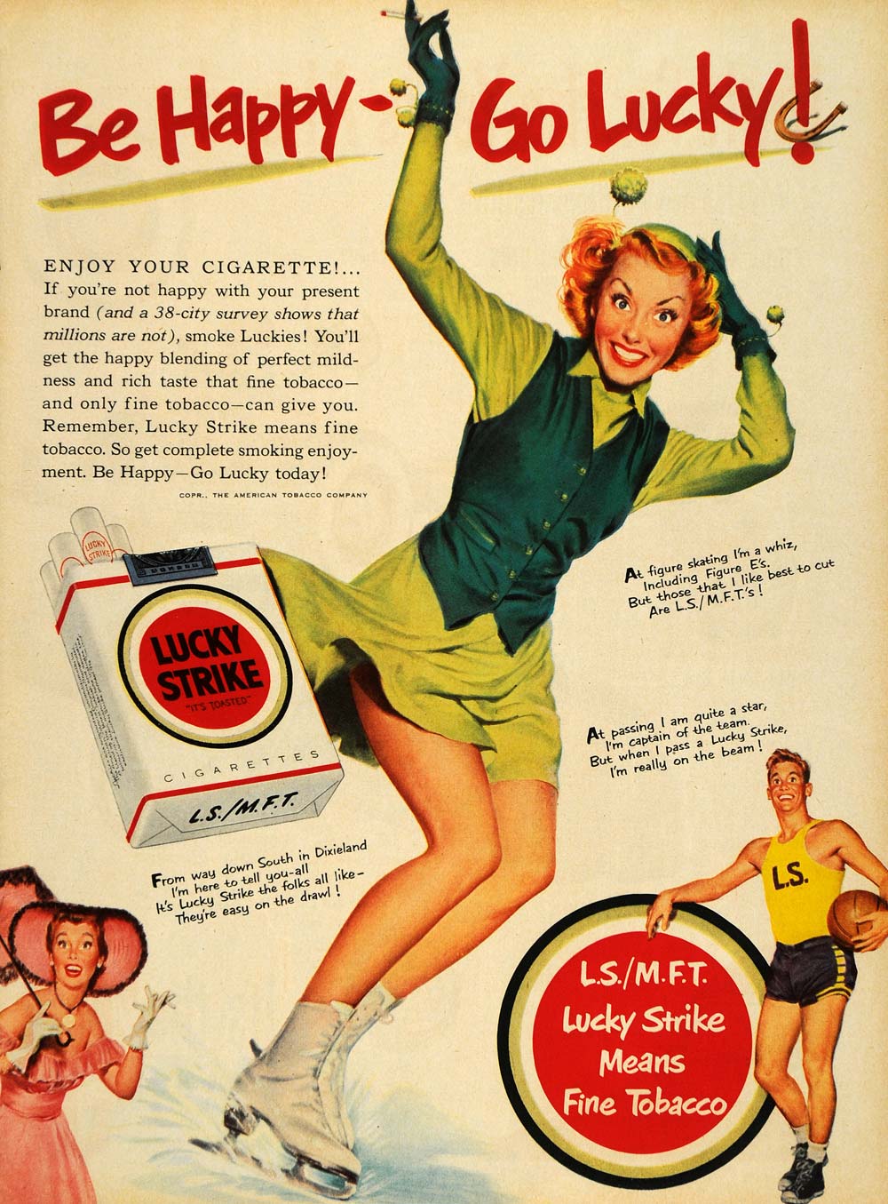 1951 Ad Lucky Strike Cigarette Skate St Patrick Costume - ORIGINAL TM6