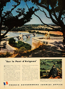 1953 Ad French Gov Tourist Pont d'Avignon St. Aiguilhe - ORIGINAL TM6