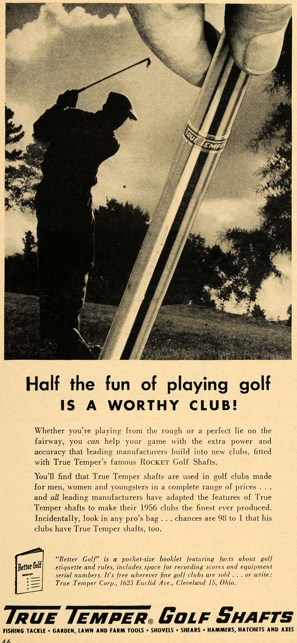 1956 Ad True Temper Corp. Golf Shafts Clubs Golfing - ORIGINAL ADVERTISING TM6