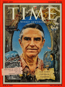 1955 Cover Time Magazine W Averell Hariman NY Governor - ORIGINAL TM6