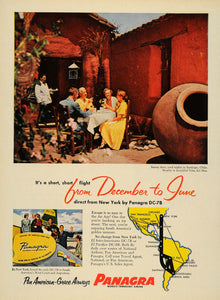 1955 Ad Pan American Grace Airways Panagra Home Chile - ORIGINAL ADVERTISING TM6