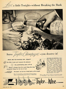 1955 Ad Taylor Wine Co. Champagne Rouge Liquor Roses - ORIGINAL ADVERTISING TM6