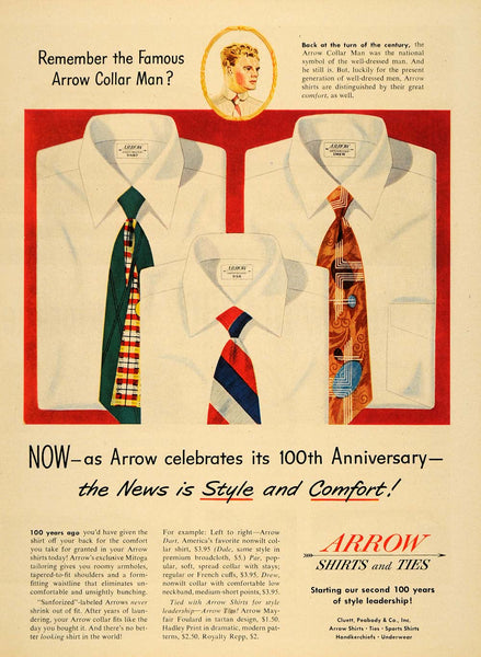 dress shirts arrow 1951 Ad Arrow Shirts Ties Collar Men Clothing Dart Drew