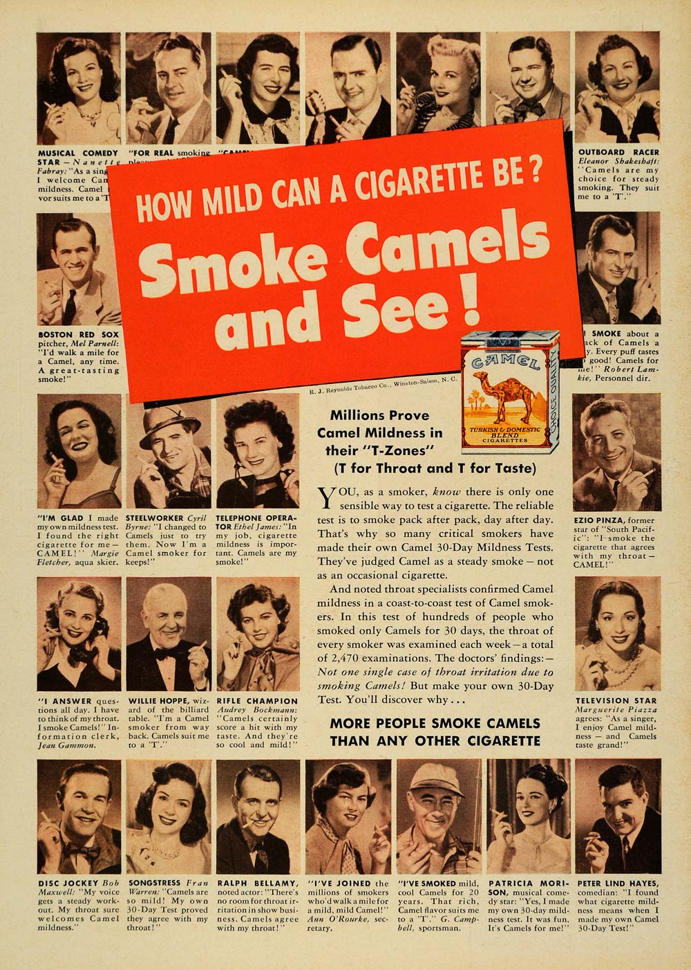 1950 Ad Camel Cigarettes Mild Domestic Nanette Fabray - ORIGINAL ADVERTISING TM6