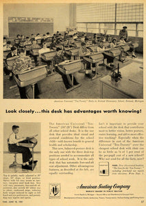 1951 Ad Children School Desk Furniture Seat Ten-Twenty - ORIGINAL TM6