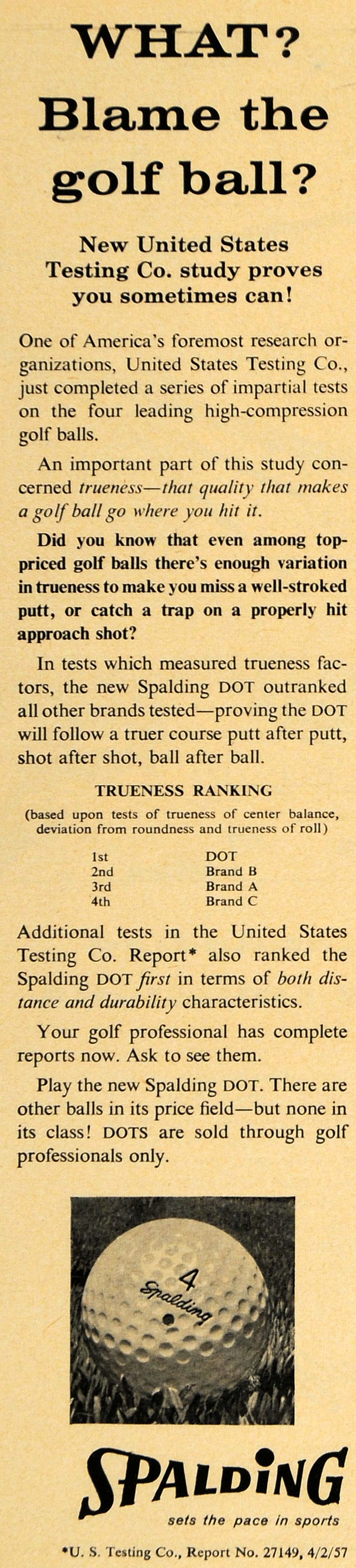 1957 Ad Spalding Golf Ball Game Play DOT Sports Quality - ORIGINAL TM6