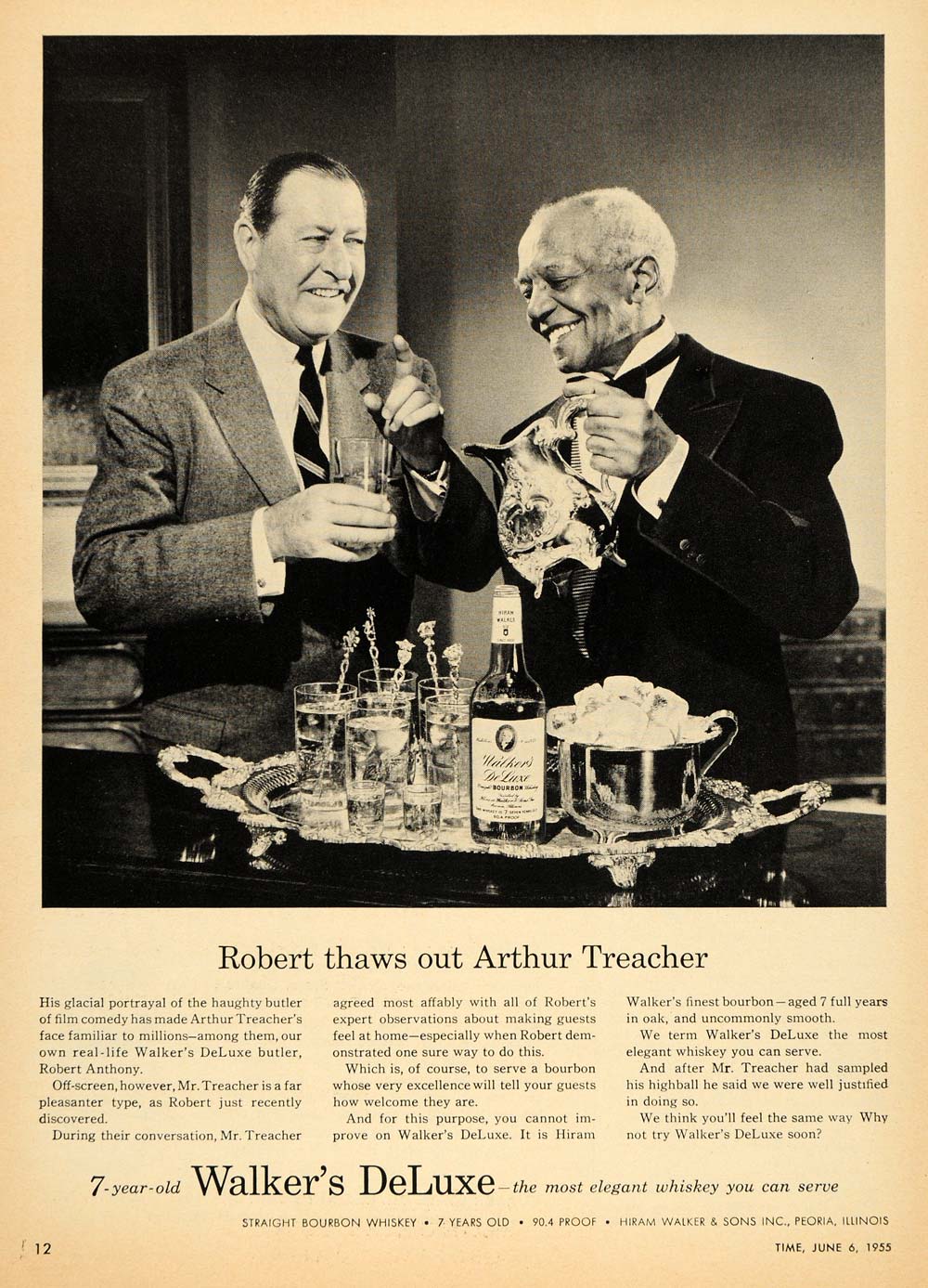 1955 Ad Walker's DeLuxe Whiskey Arthur Treacher Actor - ORIGINAL ADVERTISING TM6