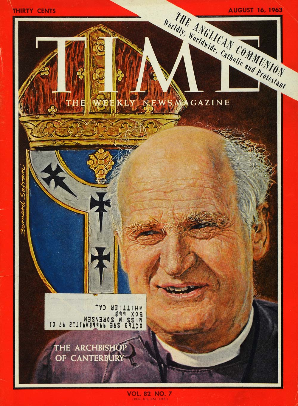 1963 Cover Archbishop Canterbury Arthur Ramsey Clerical - ORIGINAL TM6