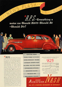 1935 Ad Aeroform Nash Victoria Automobile Lafayette Car - ORIGINAL TM6