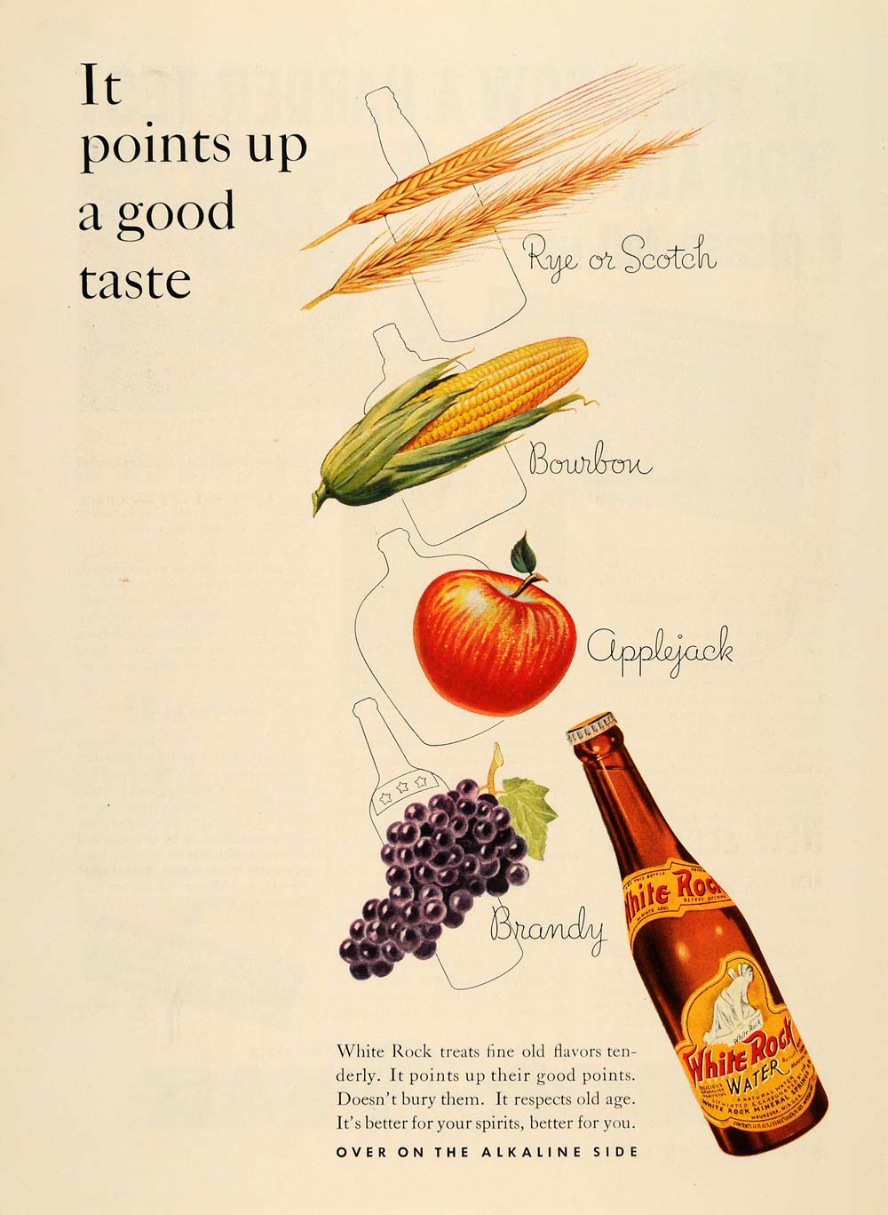 1935 Ad White Rock Water Rye Scotch Bourbon Brandy - ORIGINAL ADVERTISING TM6