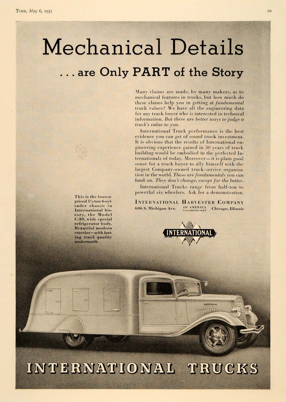 1935 Ad International Trucks Harvester Auto Motor Car - ORIGINAL ADVERTISING TM6