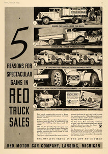 1934 Ad Reo Motor Car Lansing Michigan Truck Engine - ORIGINAL ADVERTISING TM6