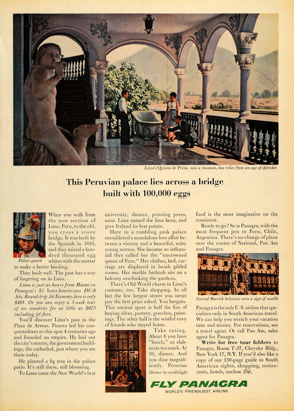 1963 Ad Pan American-Grace Airways Lima Peru Museum - ORIGINAL ADVERTISING TM6