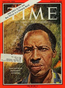 1964 Cover Time Magazine Tanganyika President Nyerere - ORIGINAL TM6