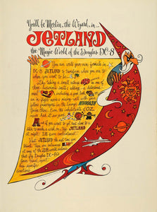 1965 Ad Douglas Aircraft Jetland Wizard Merlin Cartoons - ORIGINAL TM6