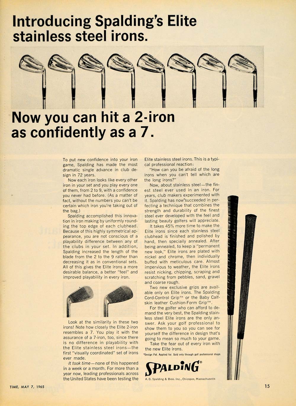 1965 Ad A G Spalding & Bros Inc Steel Iron Golfing Club - ORIGINAL TM6