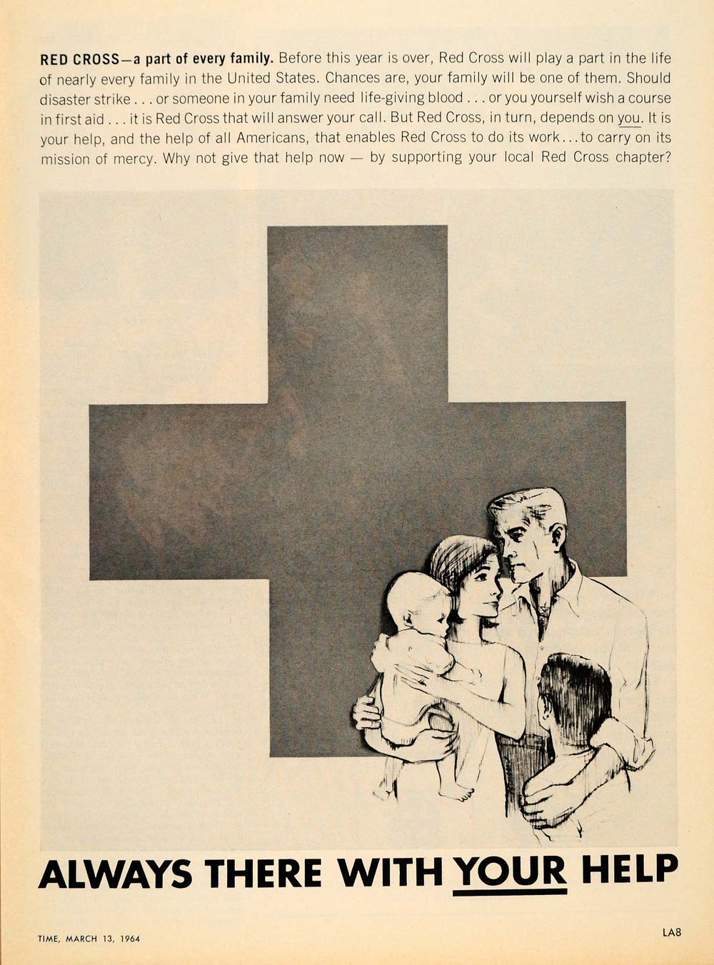 1964 Ad American Red Cross Blood Donation Family - ORIGINAL ADVERTISING TM6